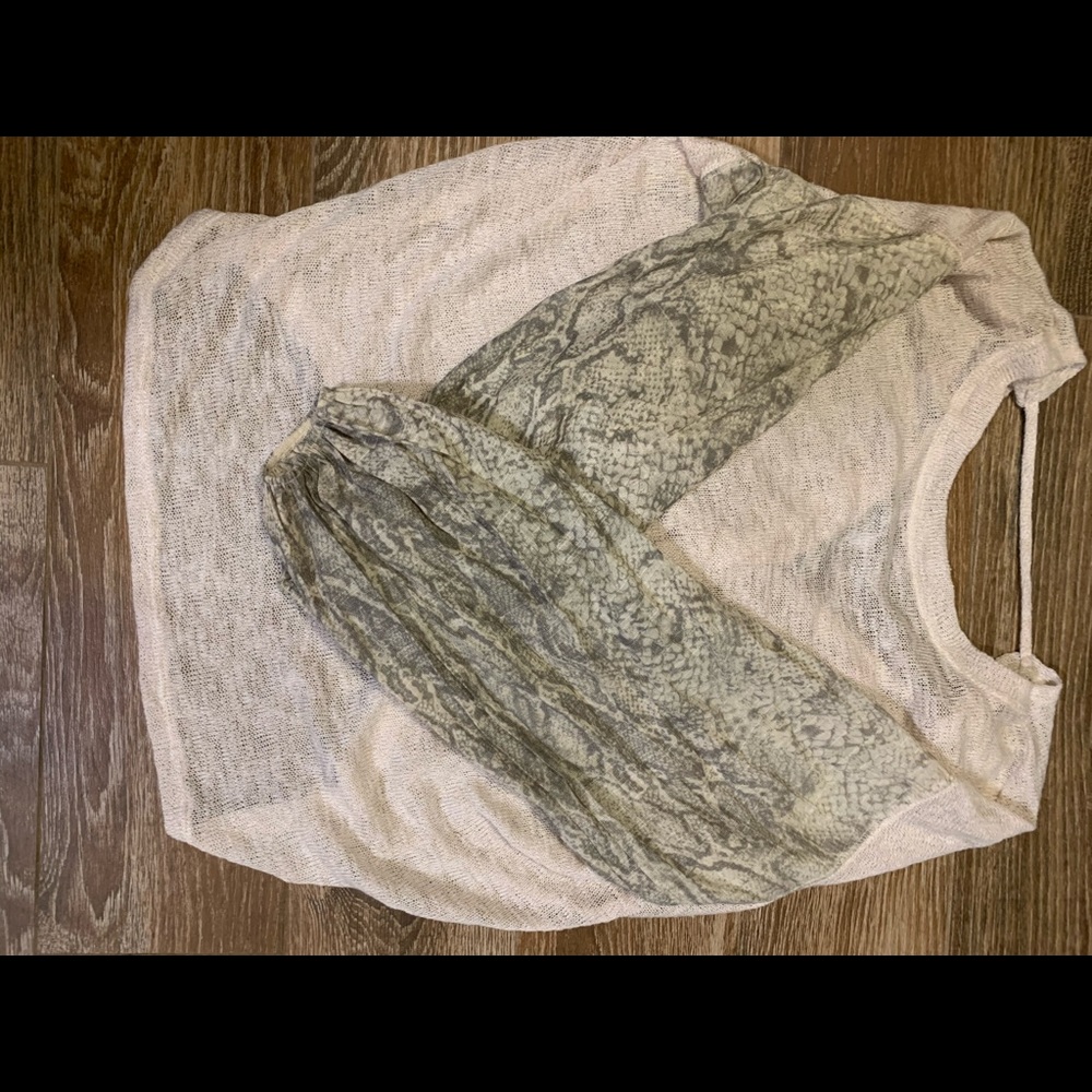 Crotche style top, with snake print sleeves